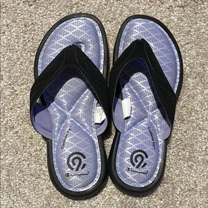 Kids Champion Black and Lavender Flip Flops Size 13/1